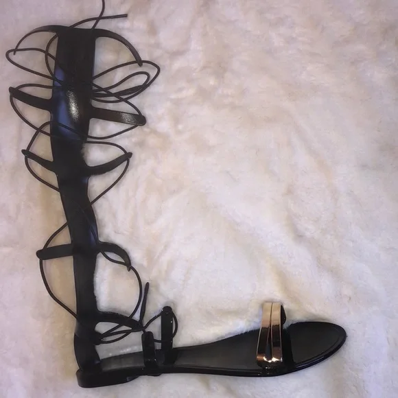 New Black Jelly Laceup Gladiator Flat Sandal Size 8 - Picture 8 of 8